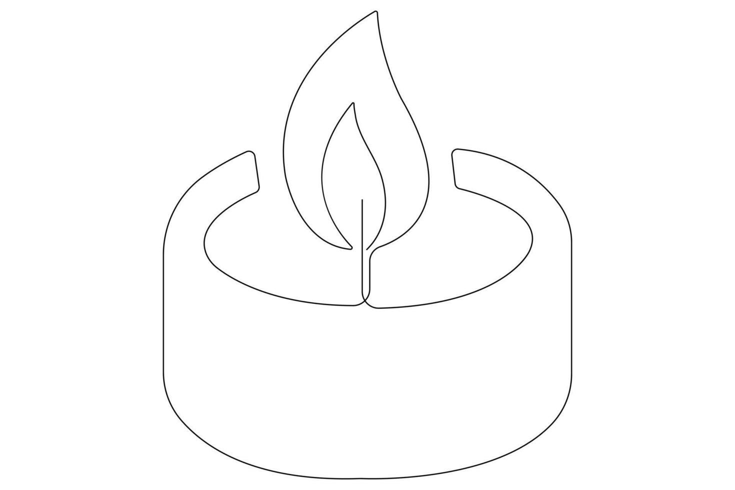 Continuous single line art drawing of candle light symbol and outline vector illustration