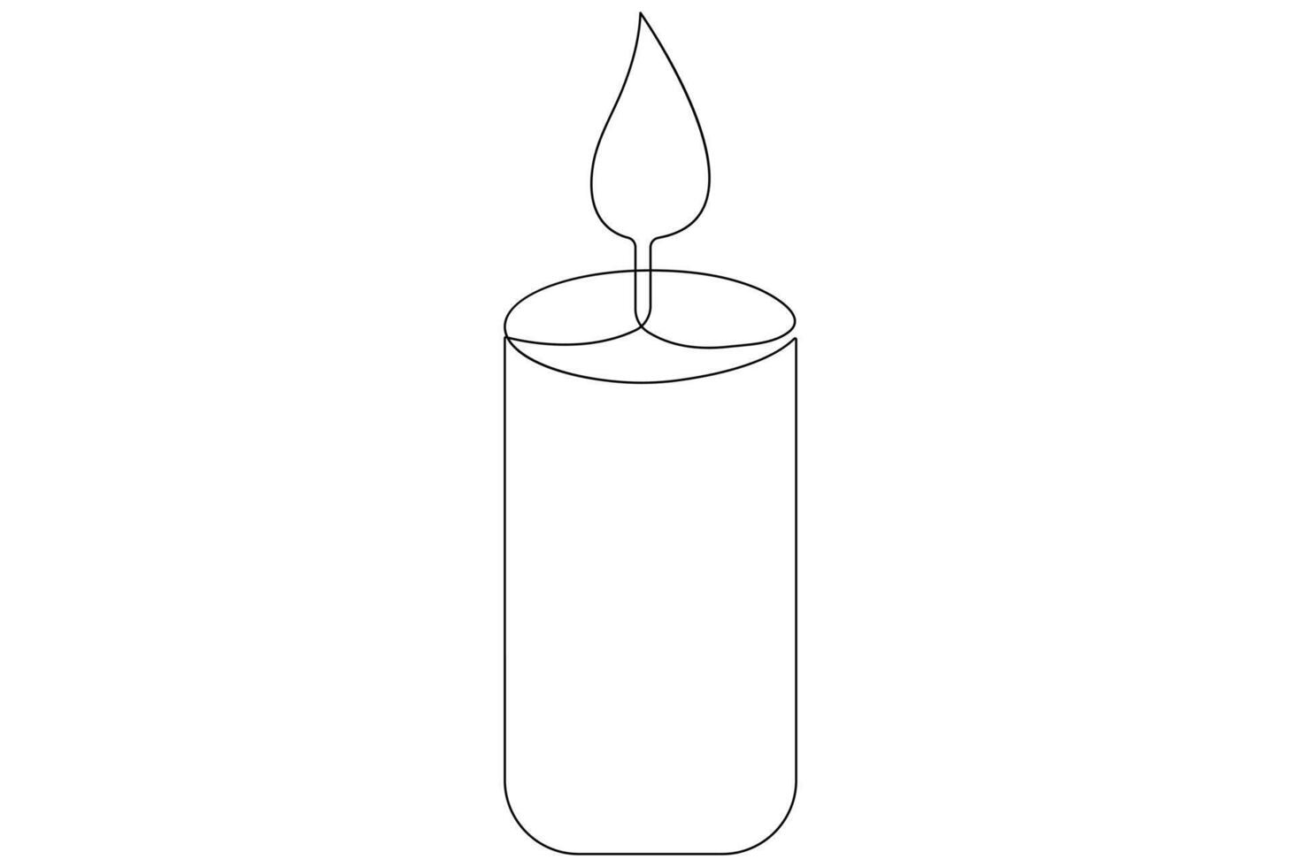 Continuous single line art drawing of candle light symbol and outline vector illustration