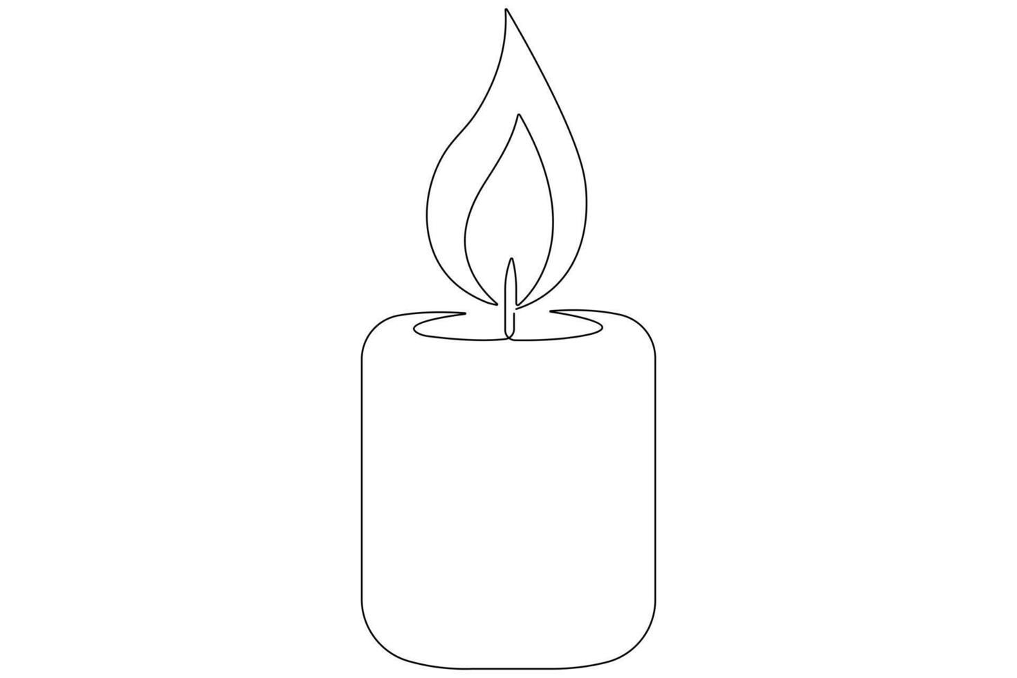 Continuous single line art drawing of candle light symbol and outline vector illustration