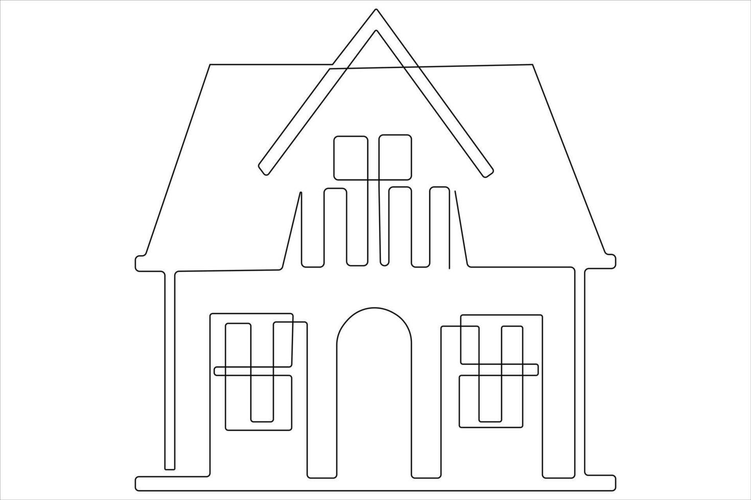 Continuous single line art drawing of a house vector