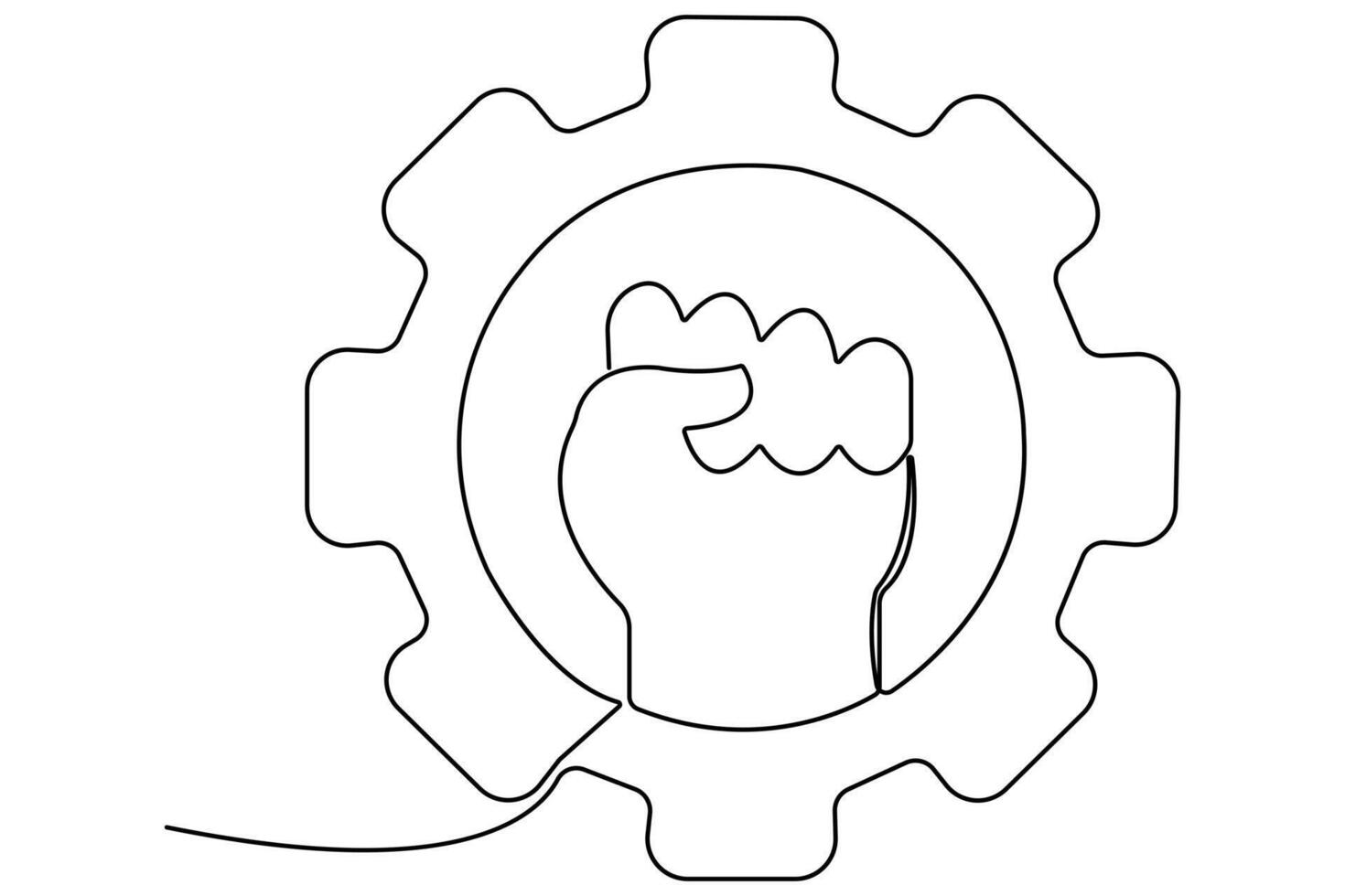 Labour day continuous one line art drawing repair use tool icon service center symbol vector
