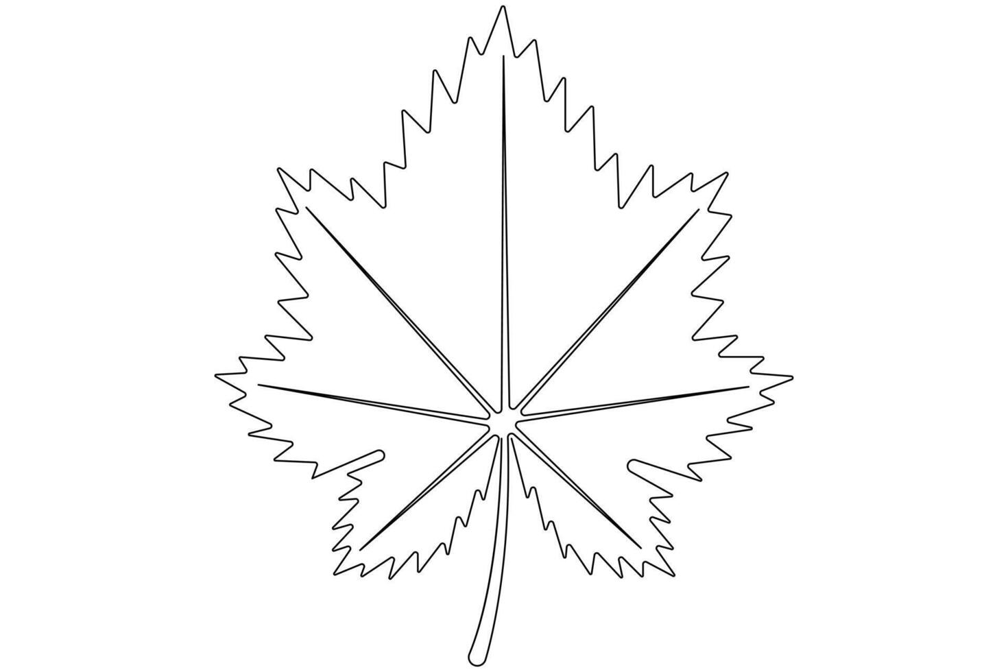 Maple leaf continuous one line art drawing of leaf decorative icon outline vector art illustration