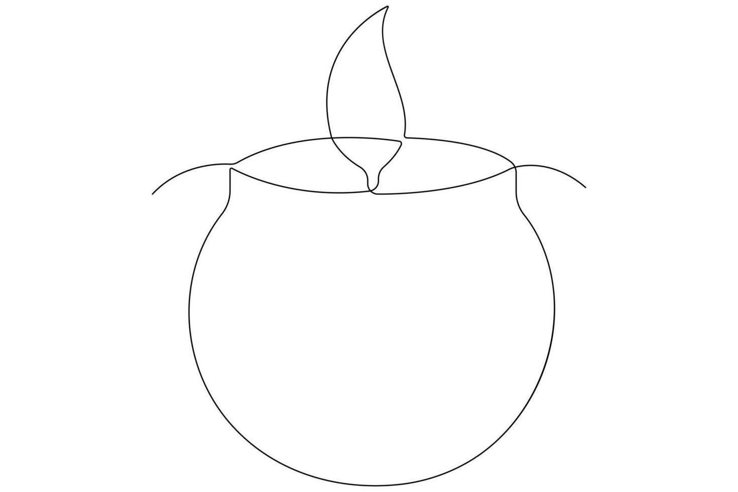 Continuous single line art drawing of candle light symbol and outline vector illustration