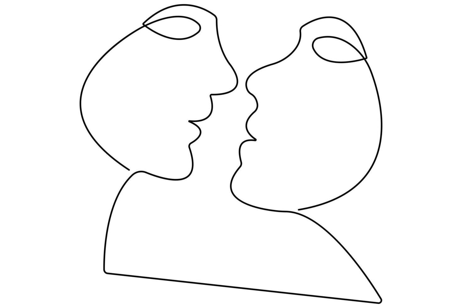 Kiss day continuous one line art drawing of kiss icon outline vector art illustration