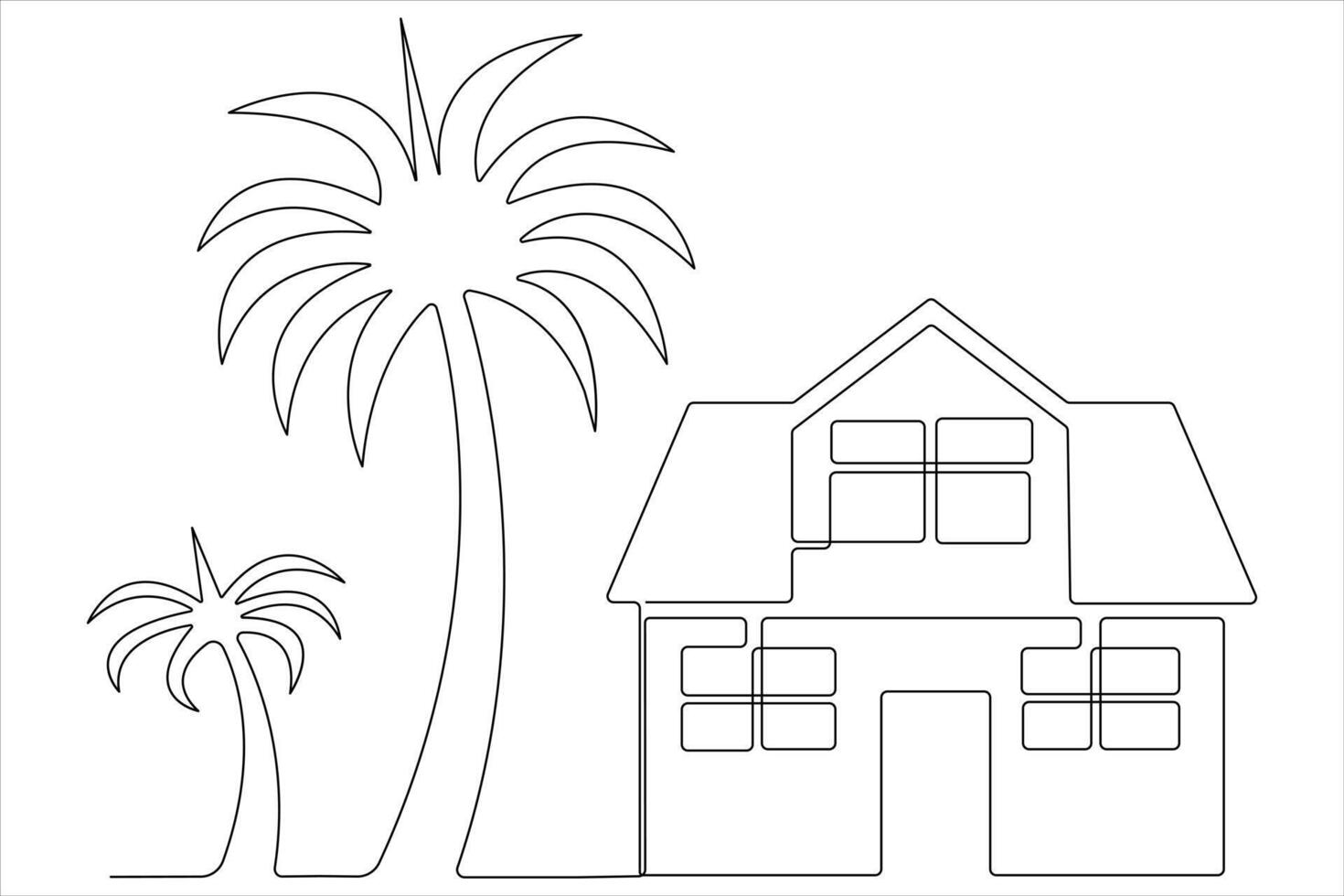 Continuous single line art drawing of a house vector