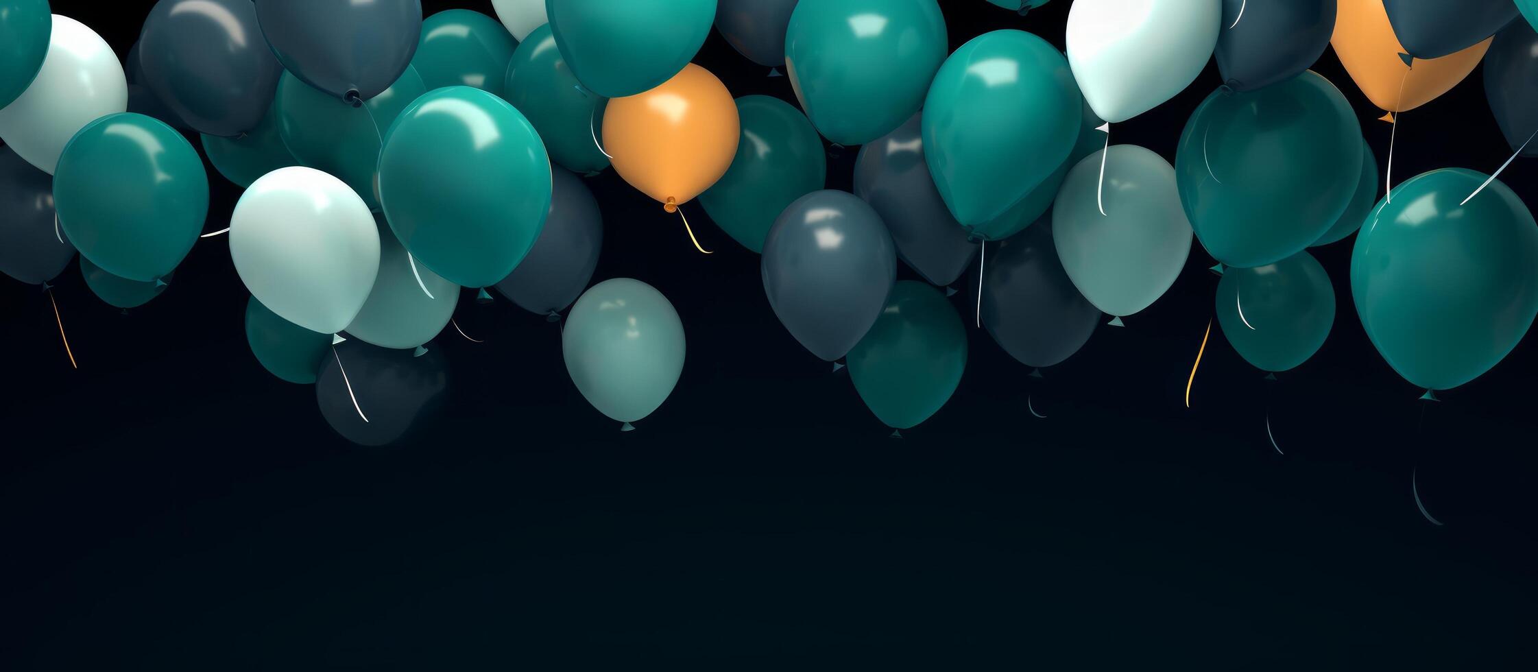 AI generated colorful balloons on a black background photo