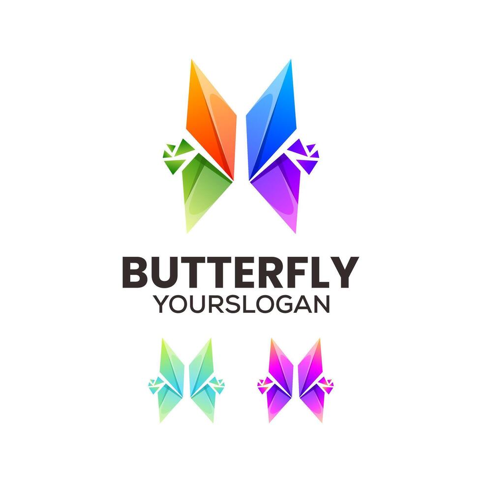 butterfly geometric colorful logo design vector