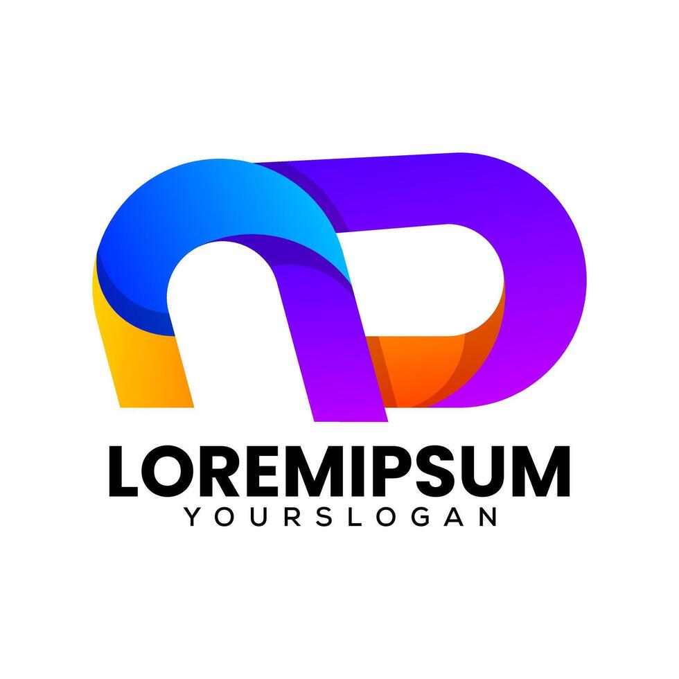letter n d colorful icon logo design vector