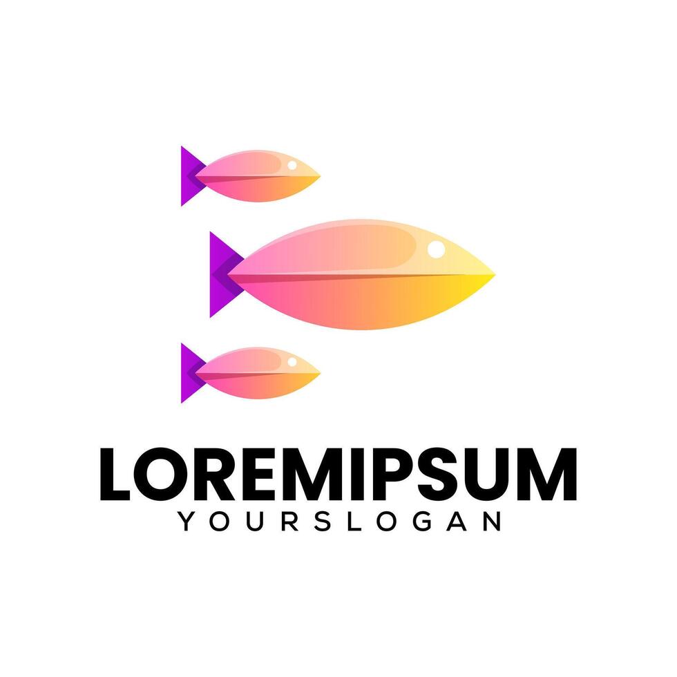 creative fish  abstract gradient icon logo design vector