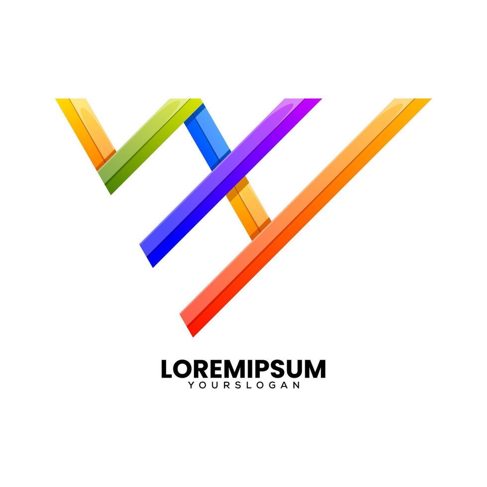 letter w h  colorful icon logo design vector