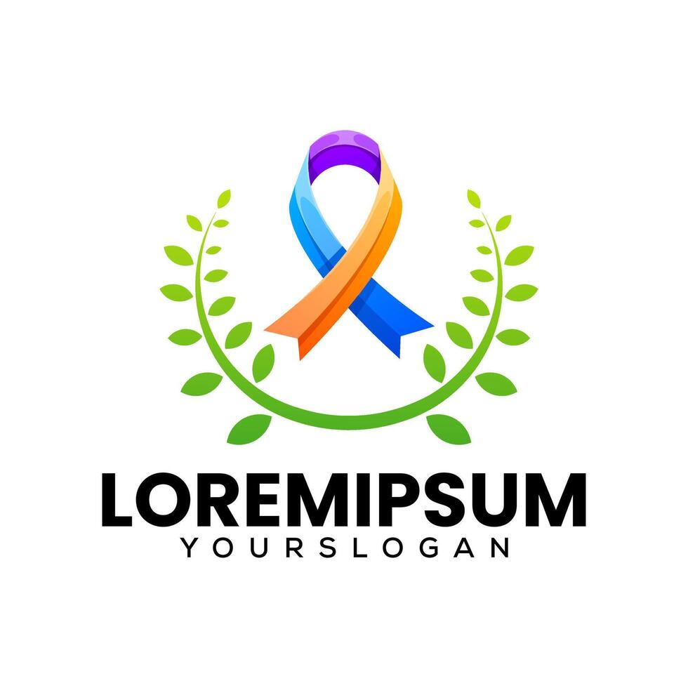cancer colorful gradient icon logo design vector