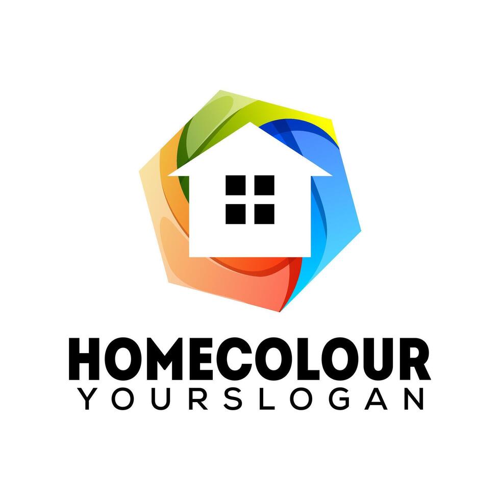 colorful home  icon logo design vector