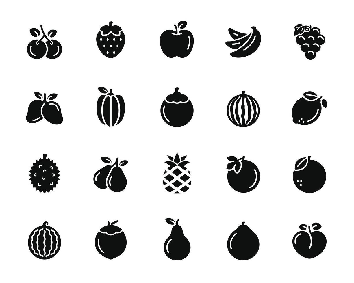 Fruits icon set isolated on white background vector