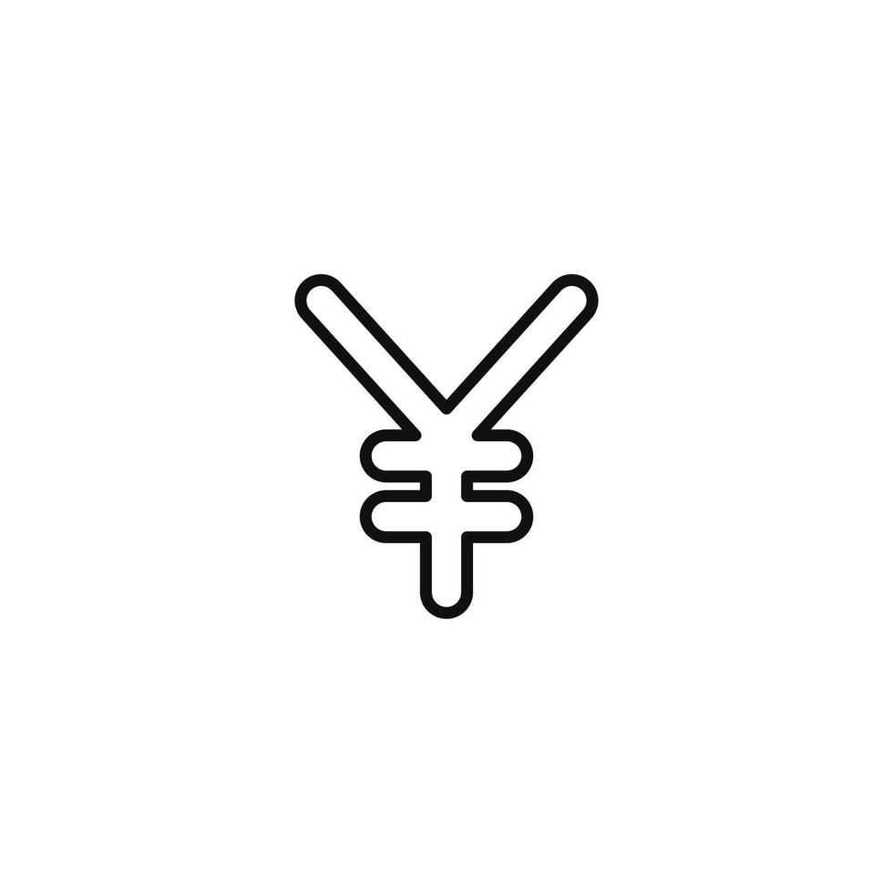 Yen line icon isolated on white background vector