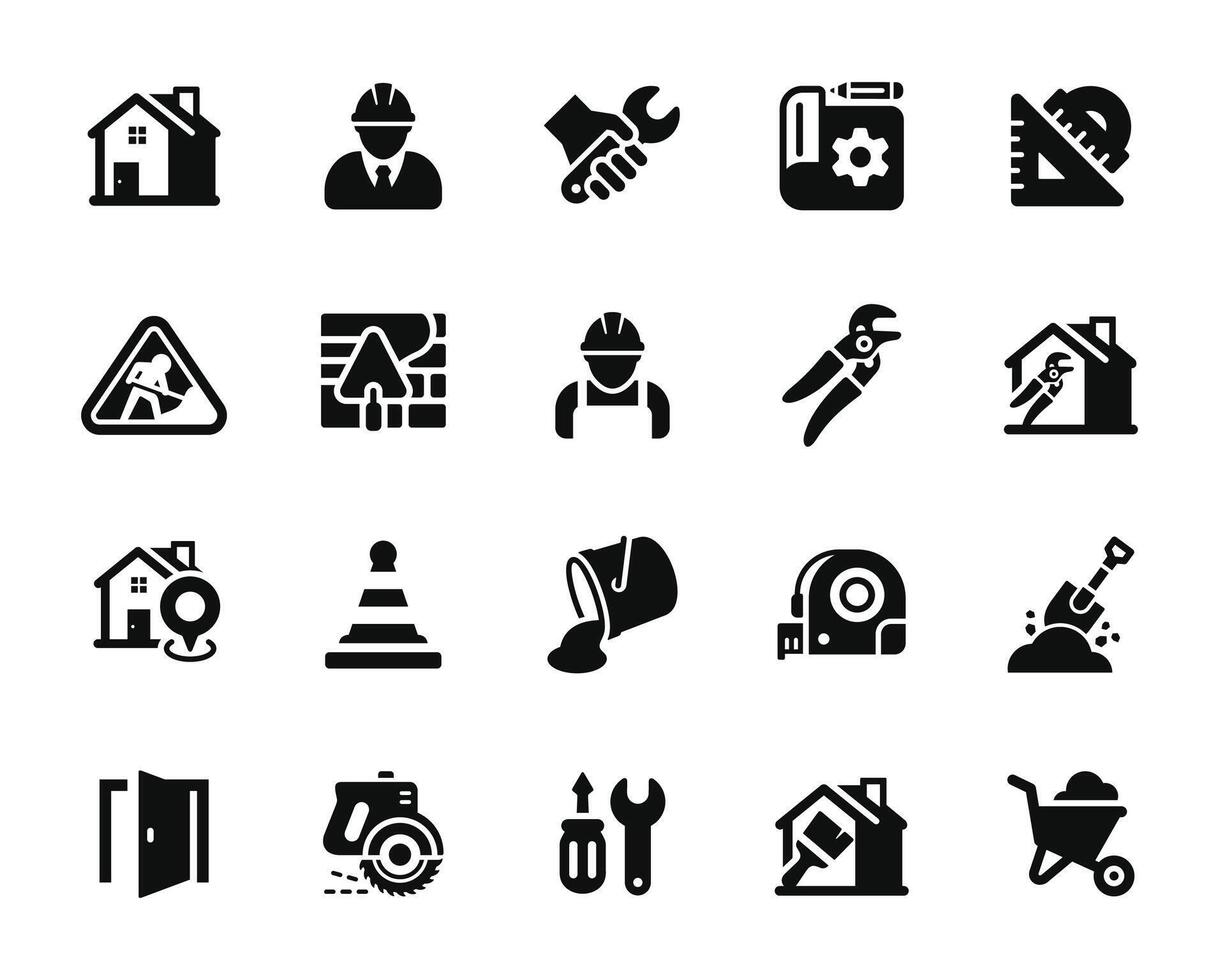 Construction icon set isolated on white background vector