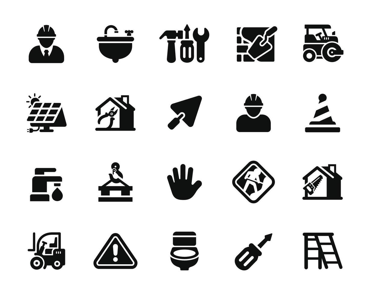 Construction icon set isolated on white background vector