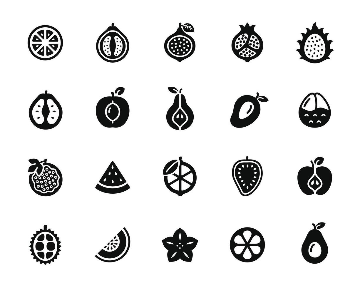 Fruits icon set isolated on white background vector