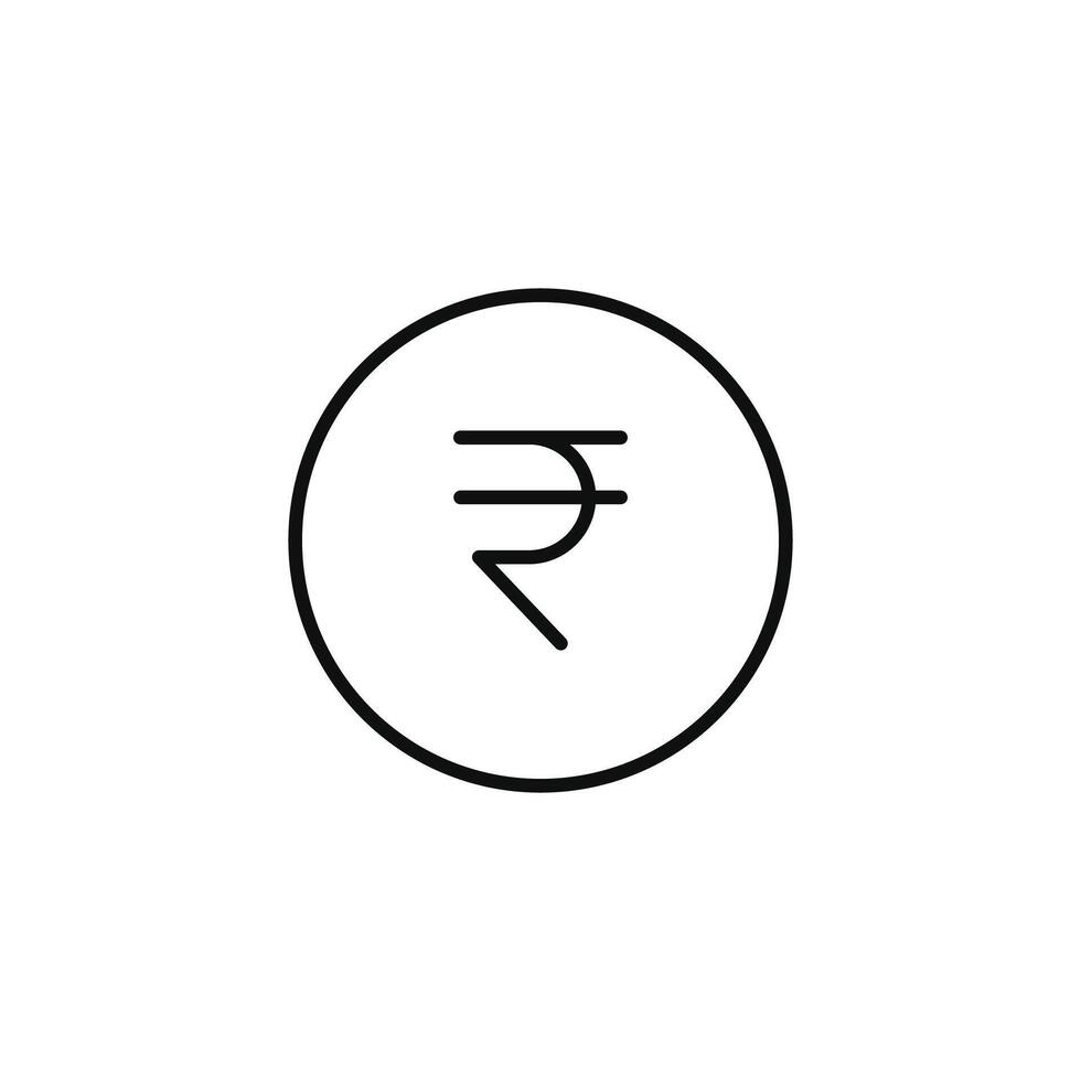 Rupee line icon isolated on white background vector