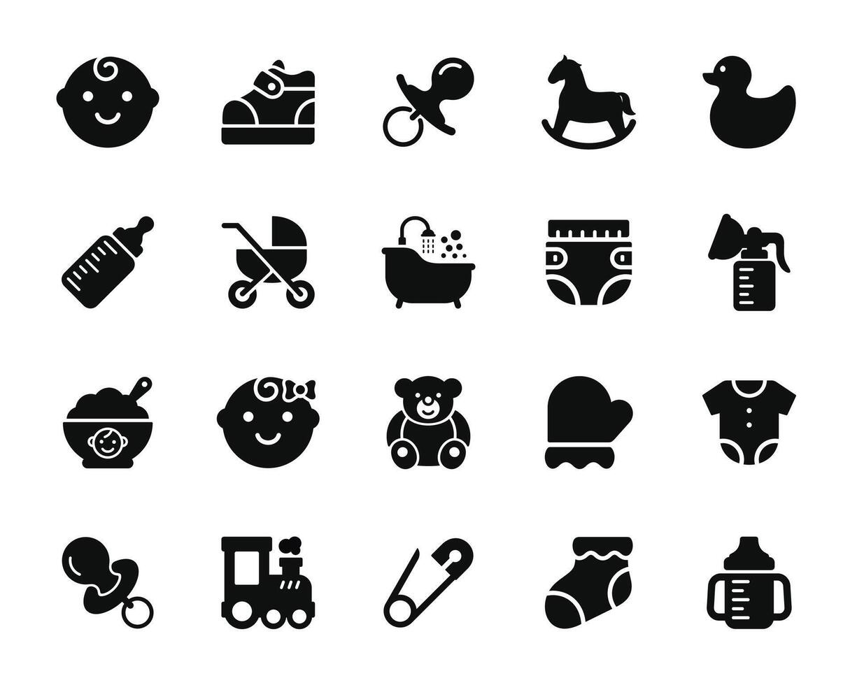 Baby icon set isolated on white background vector