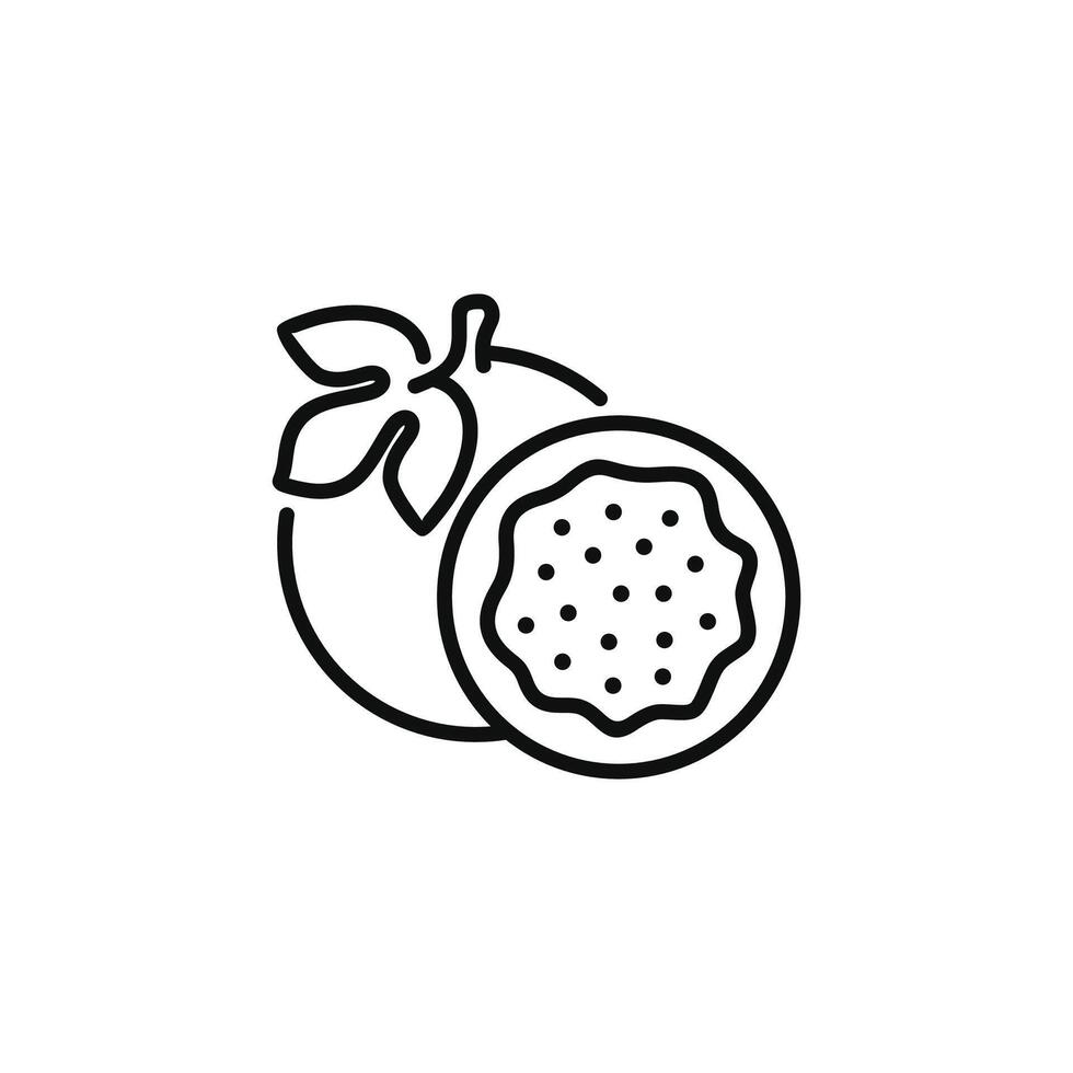 Passion fruit  line icon isolated on white background vector
