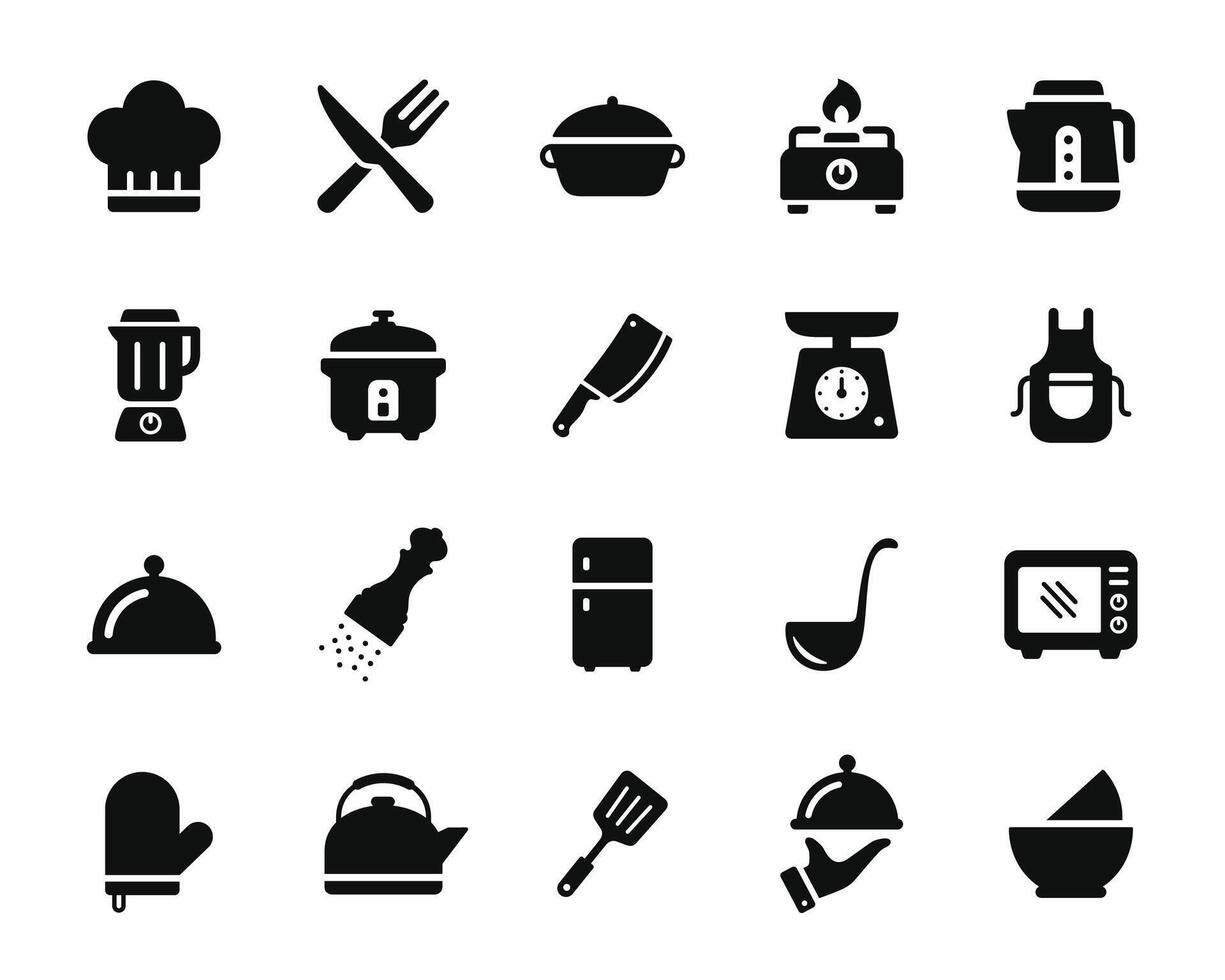 cocina, restaurante, Cocinando icono conjunto aislado en blanco antecedentes vector