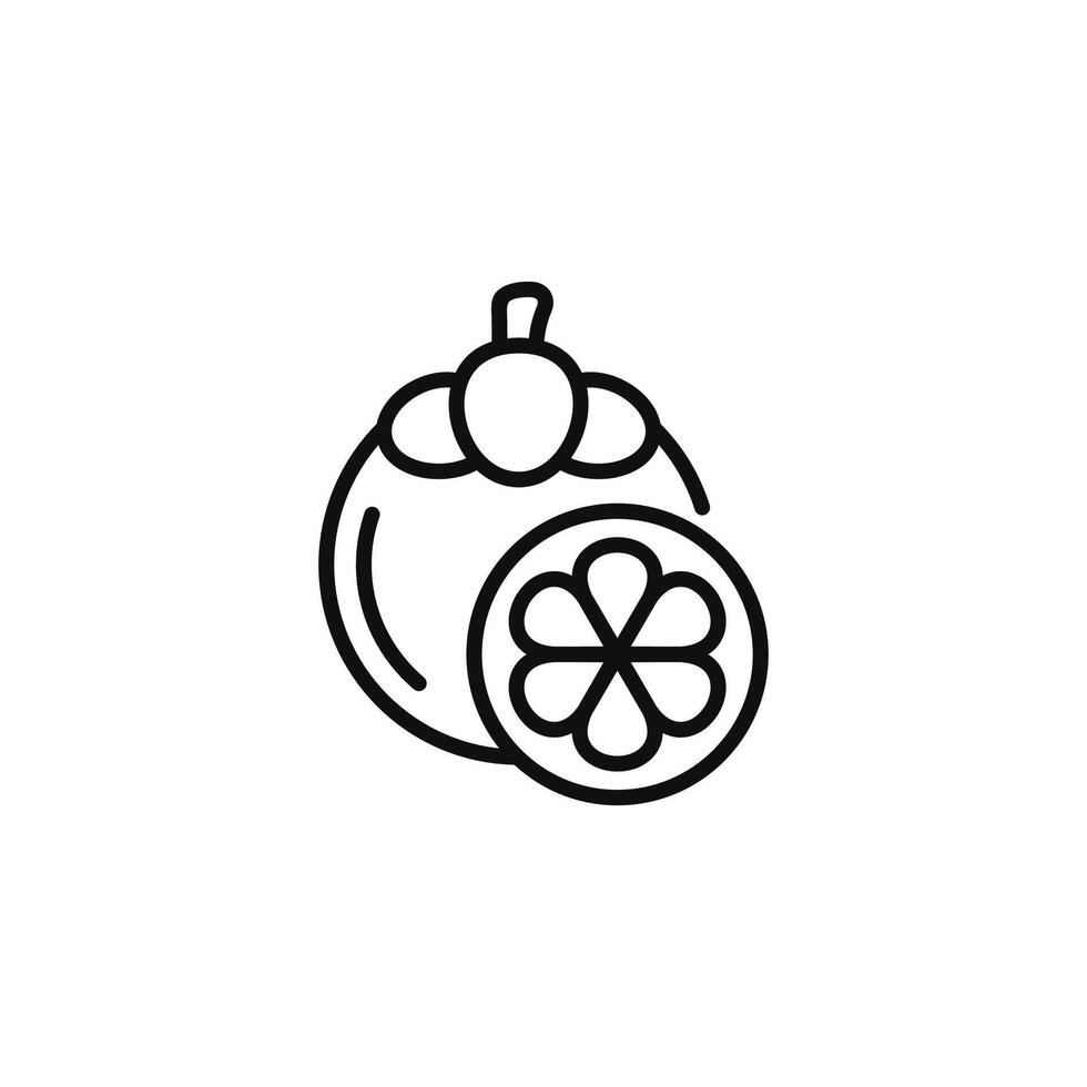Mangosteen line icon isolated on white background vector