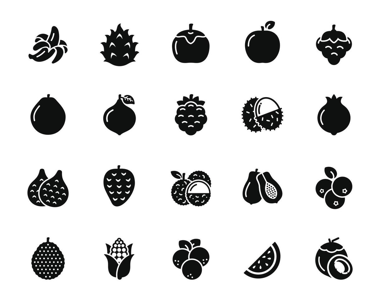 frutas icono conjunto aislado en blanco antecedentes vector