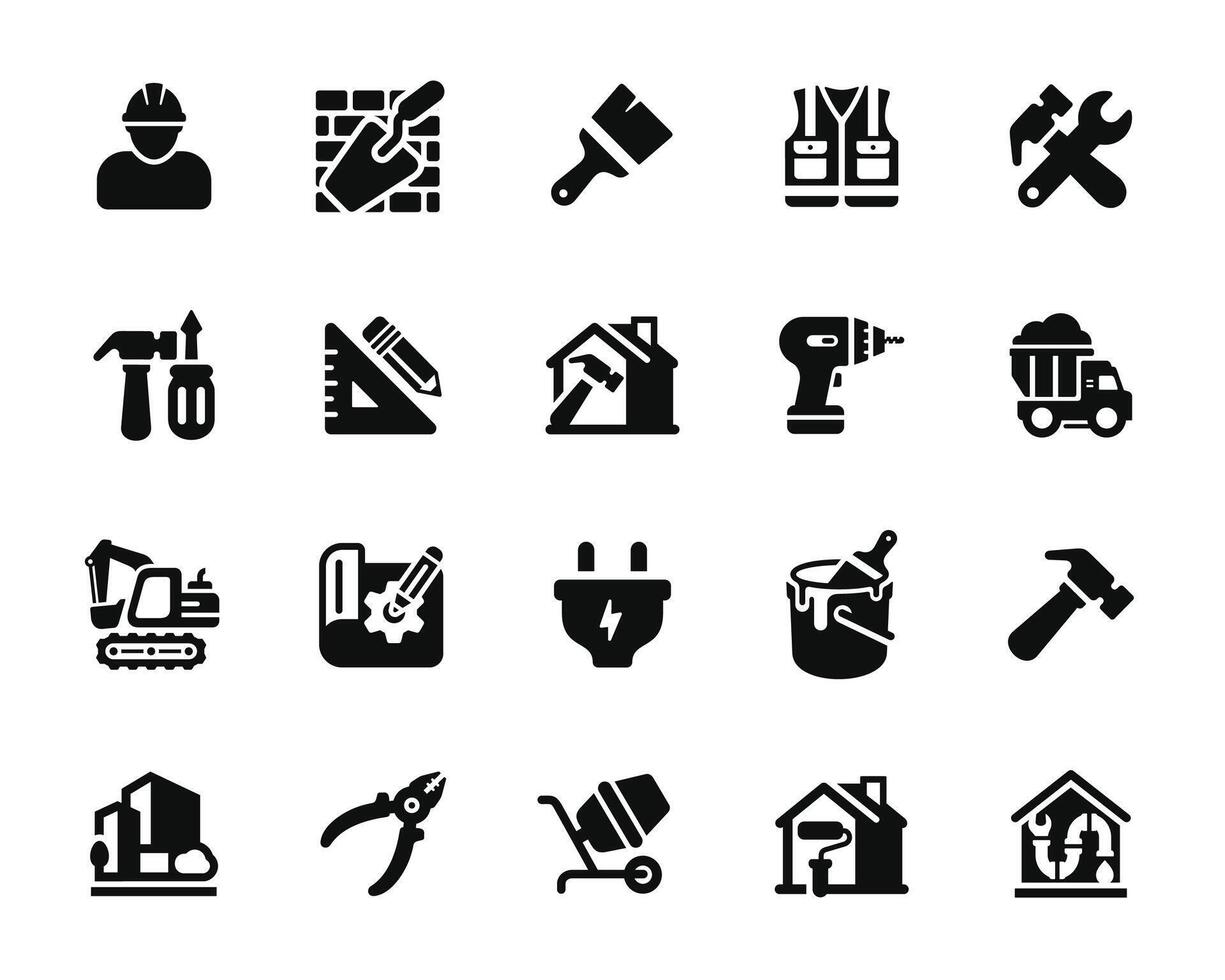 Construction icon set isolated on white background vector