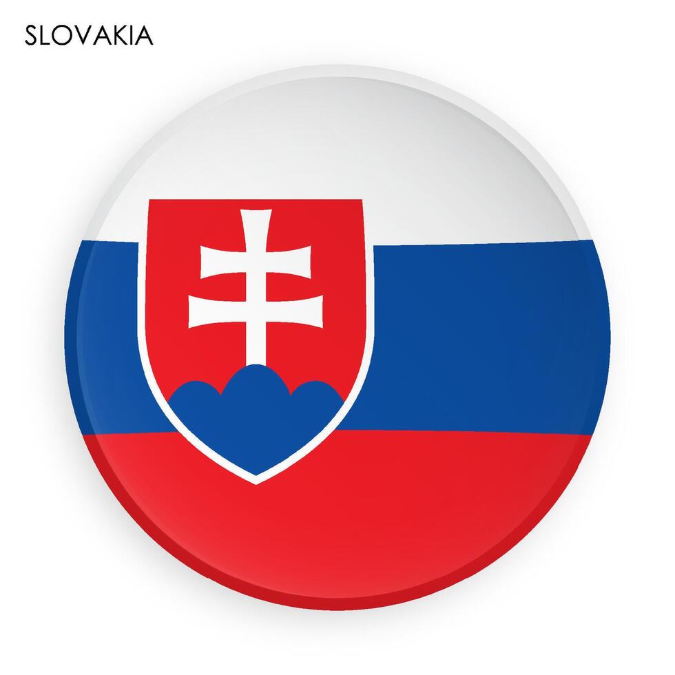 Slovakia flag icon in modern neomorphism style. Button for mobile application or web. Vector on white background