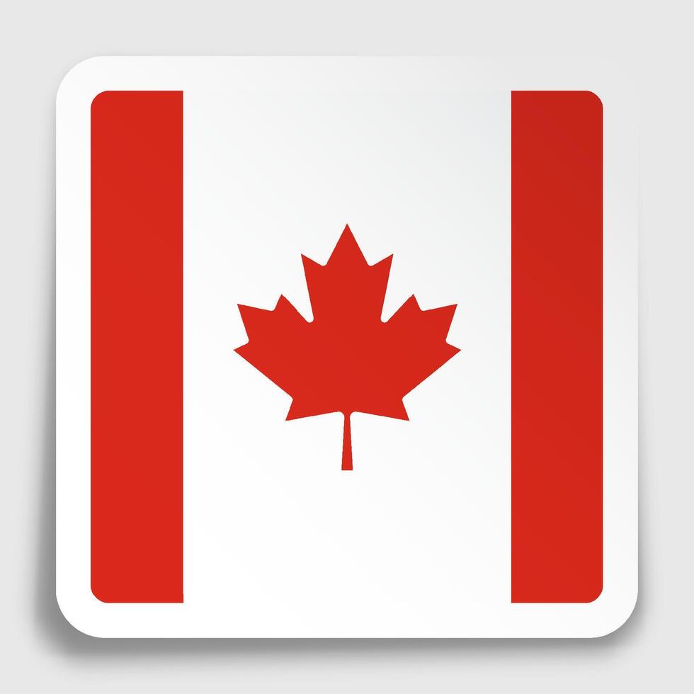 Canadá bandera icono en papel cuadrado pegatina con sombra. botón para móvil solicitud o web. vector