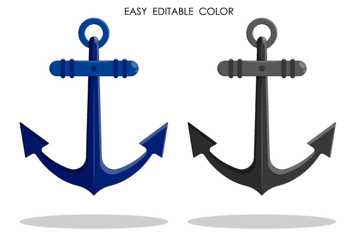 ship metal anchor. Safe anchorage of ships in port. Vector in cartoon ctyle