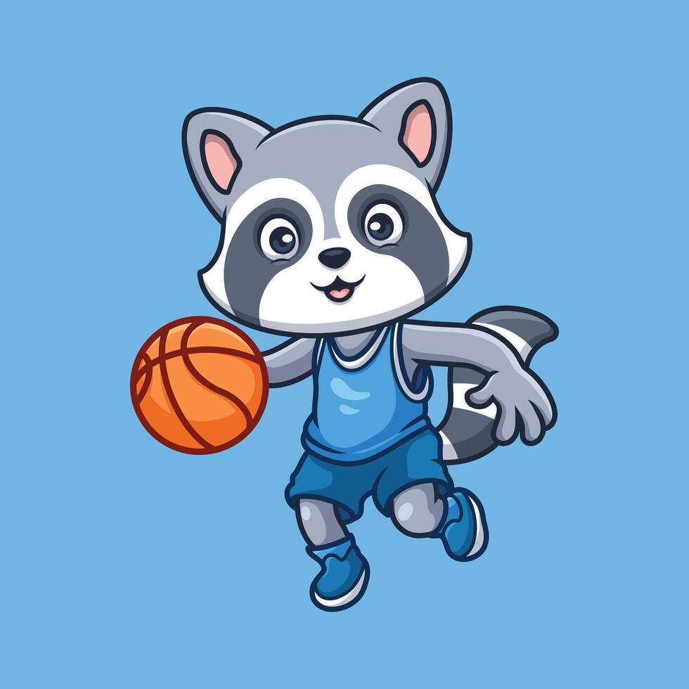 baloncesto mapache dibujos animados vector