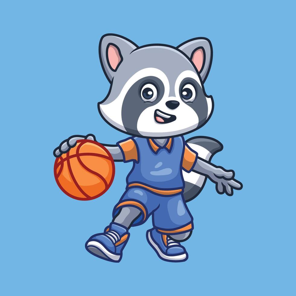 baloncesto mapache dibujos animados vector