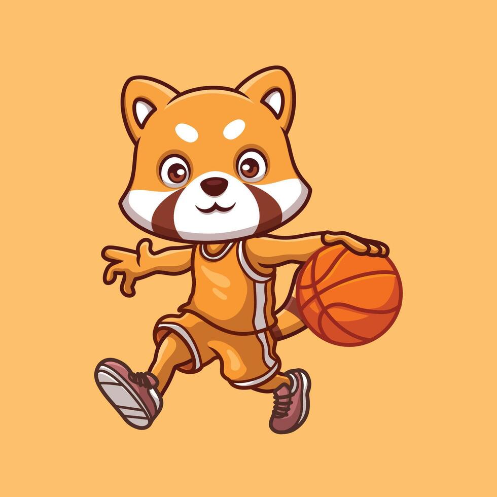 Basketball Red Panda Cartoon vector