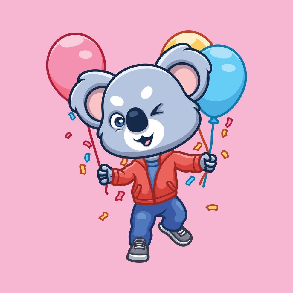 Birthday Koala Cartoon Character vector