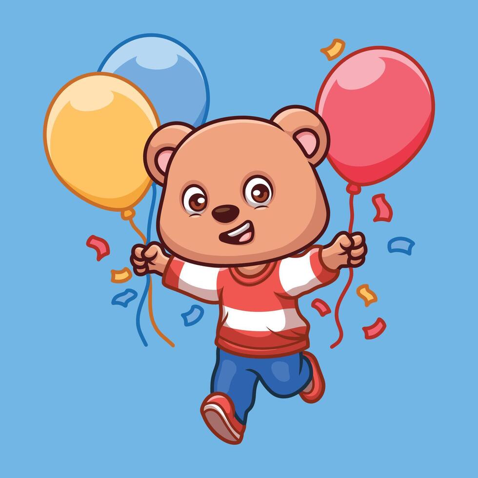 cumpleaños oso linda dibujos animados personaje vector