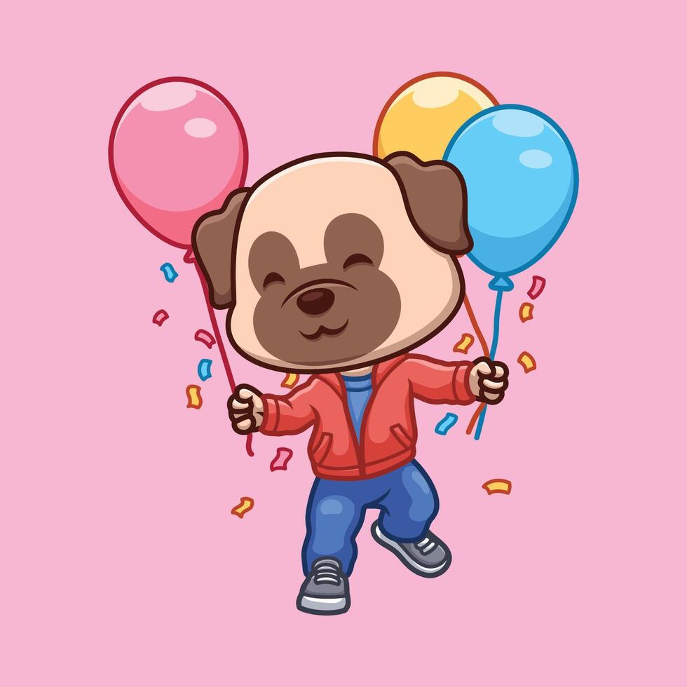 Birthday Pub Dog Cute Cartoon vector