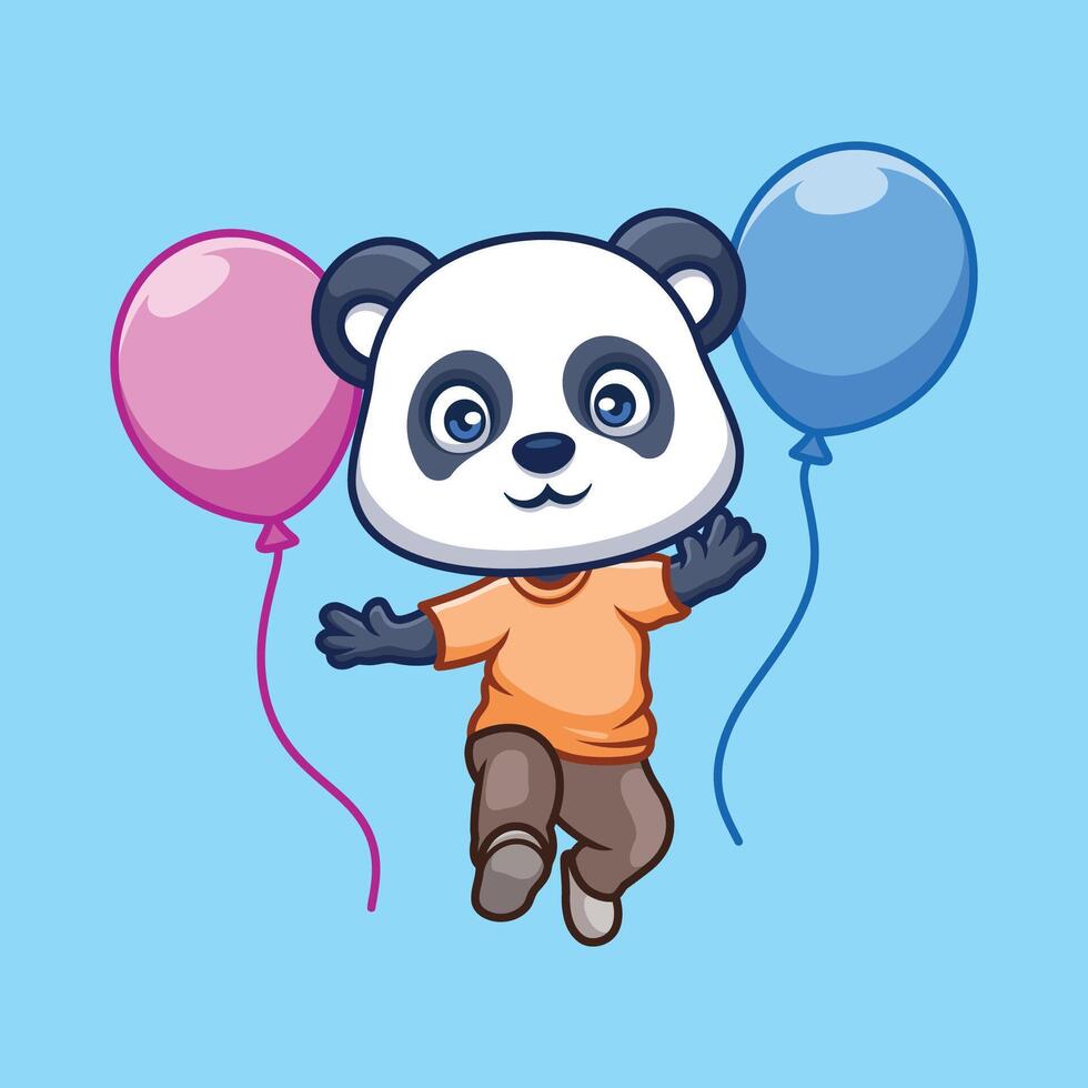 cumpleaños panda linda dibujos animados vector
