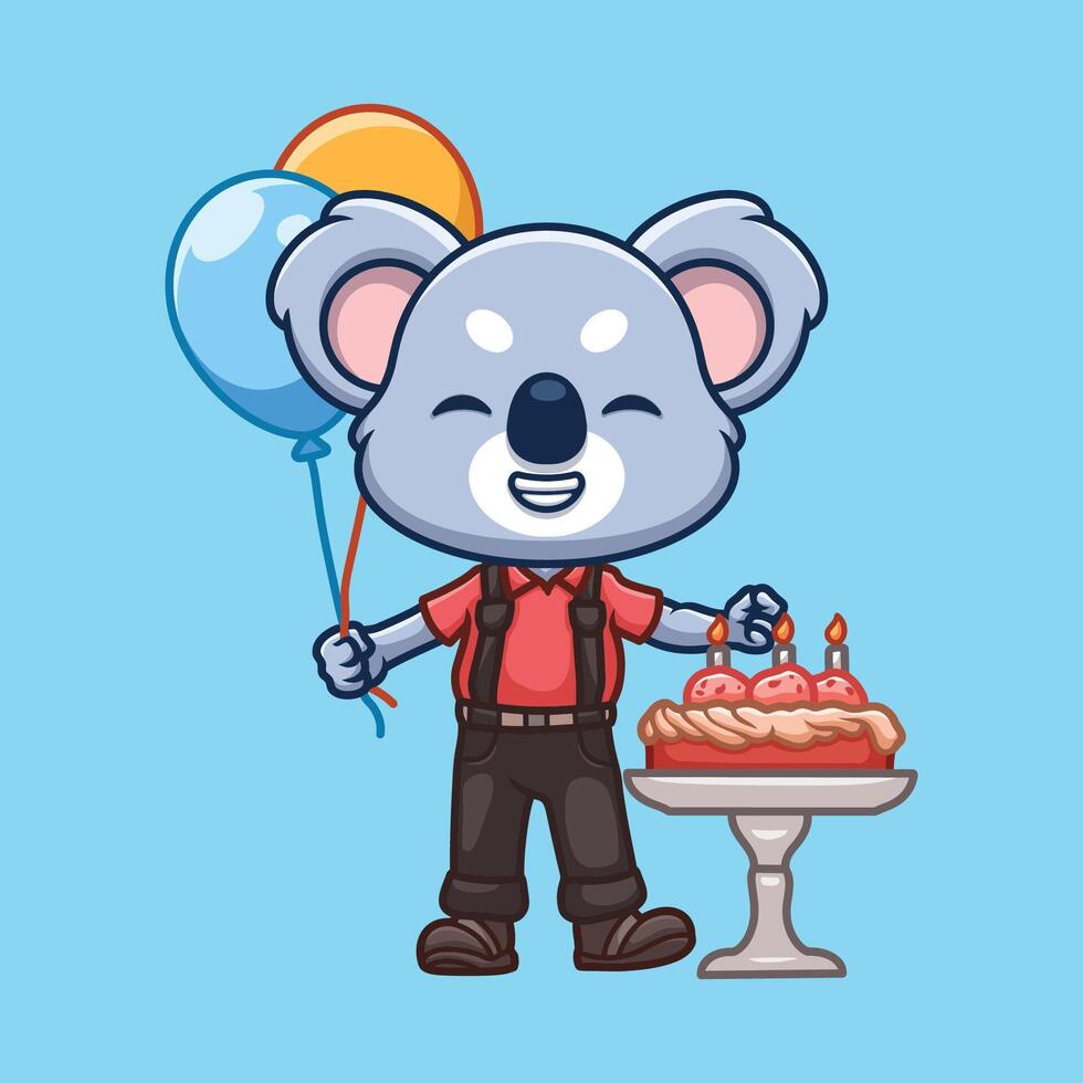 Birthday Koala Cartoon Character vector