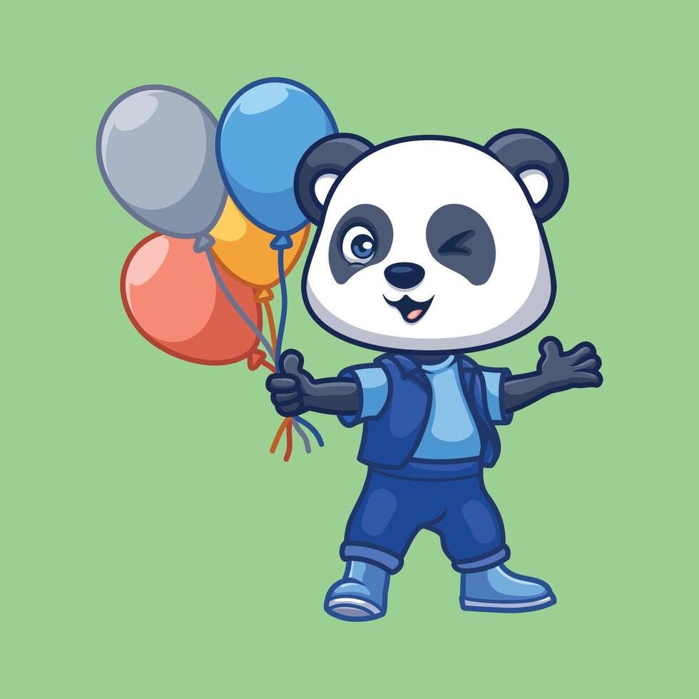 Birthday Panda Cute Cartoon vector