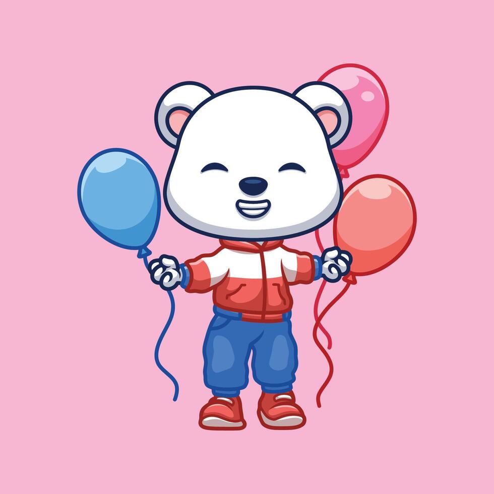 Birthday Polar Bear Cute Cartoon vector