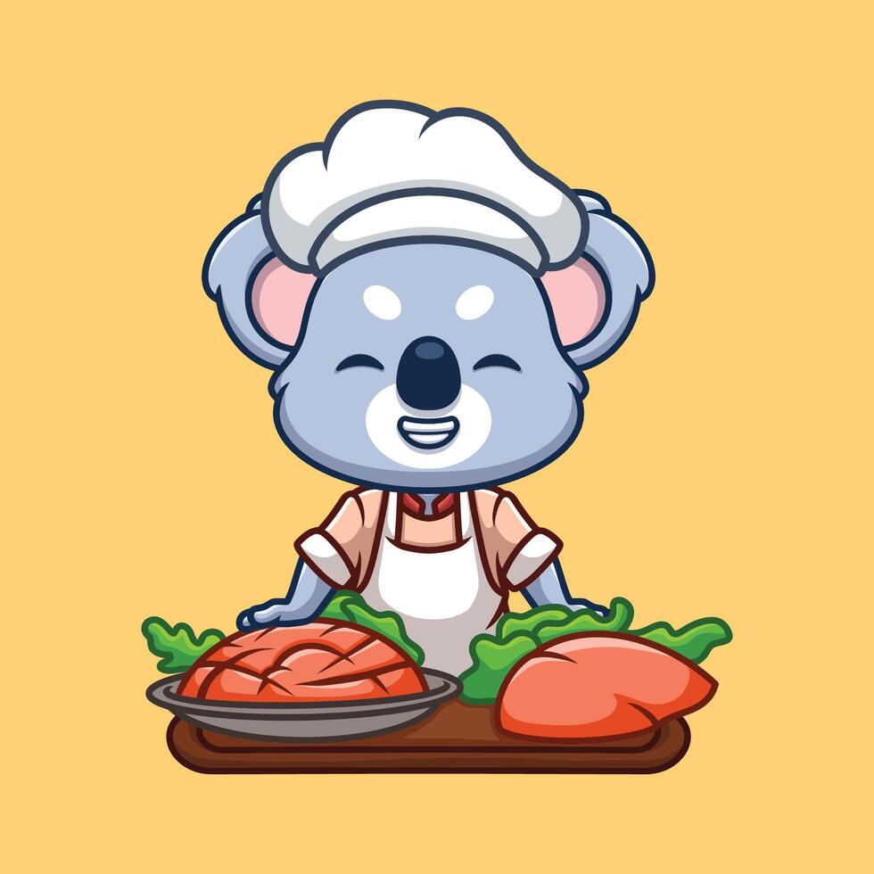 cocinero coala linda dibujos animados vector