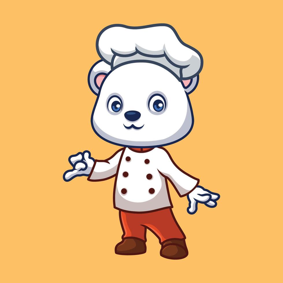 Chef Polar Bear Cute Cartoon vector