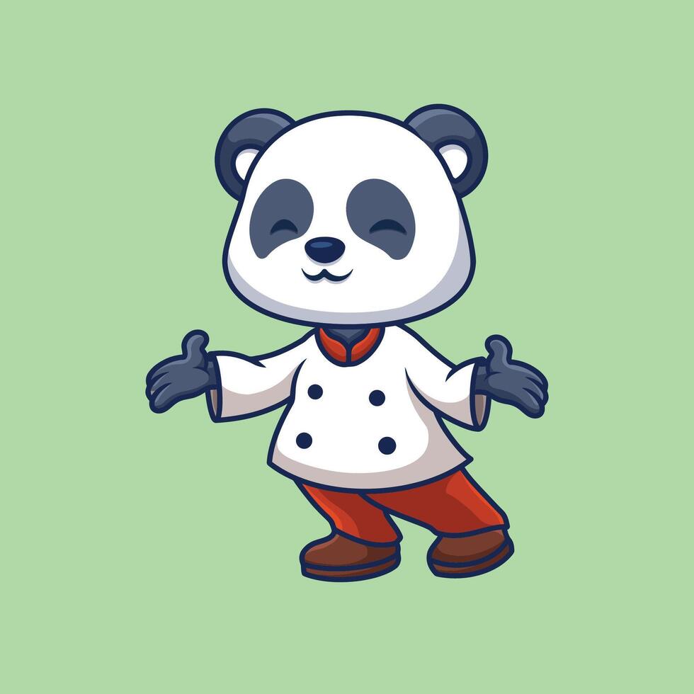 cocinero panda linda dibujos animados vector