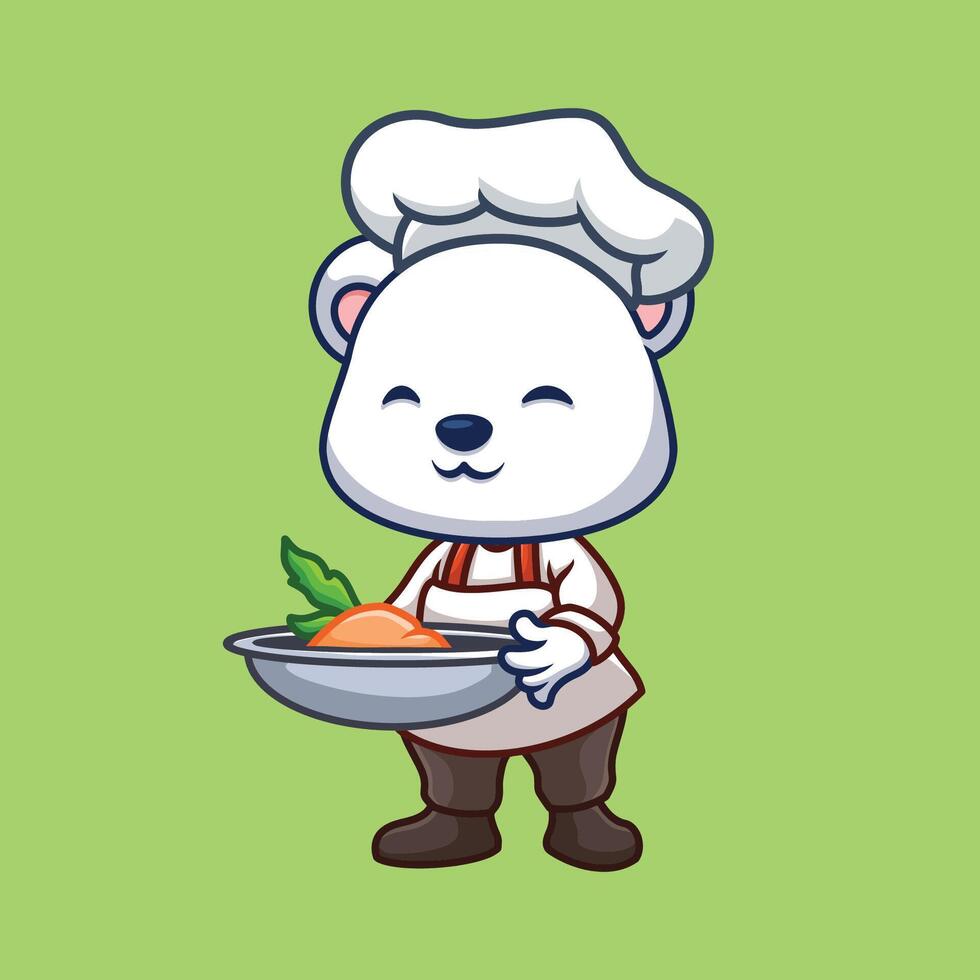 Chef Polar Bear Cute Cartoon vector