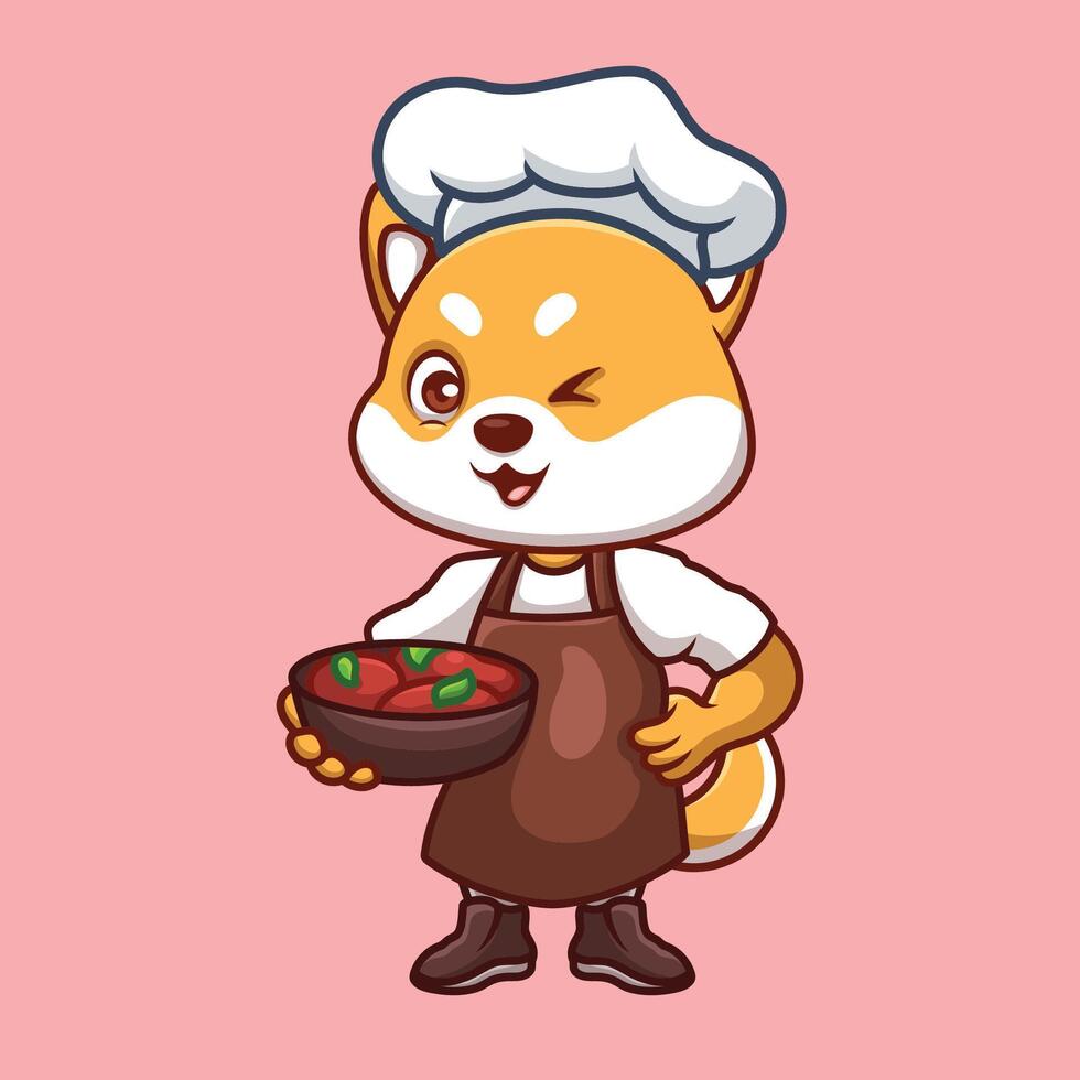 Chef Shiba Inu Cute Cartoon vector