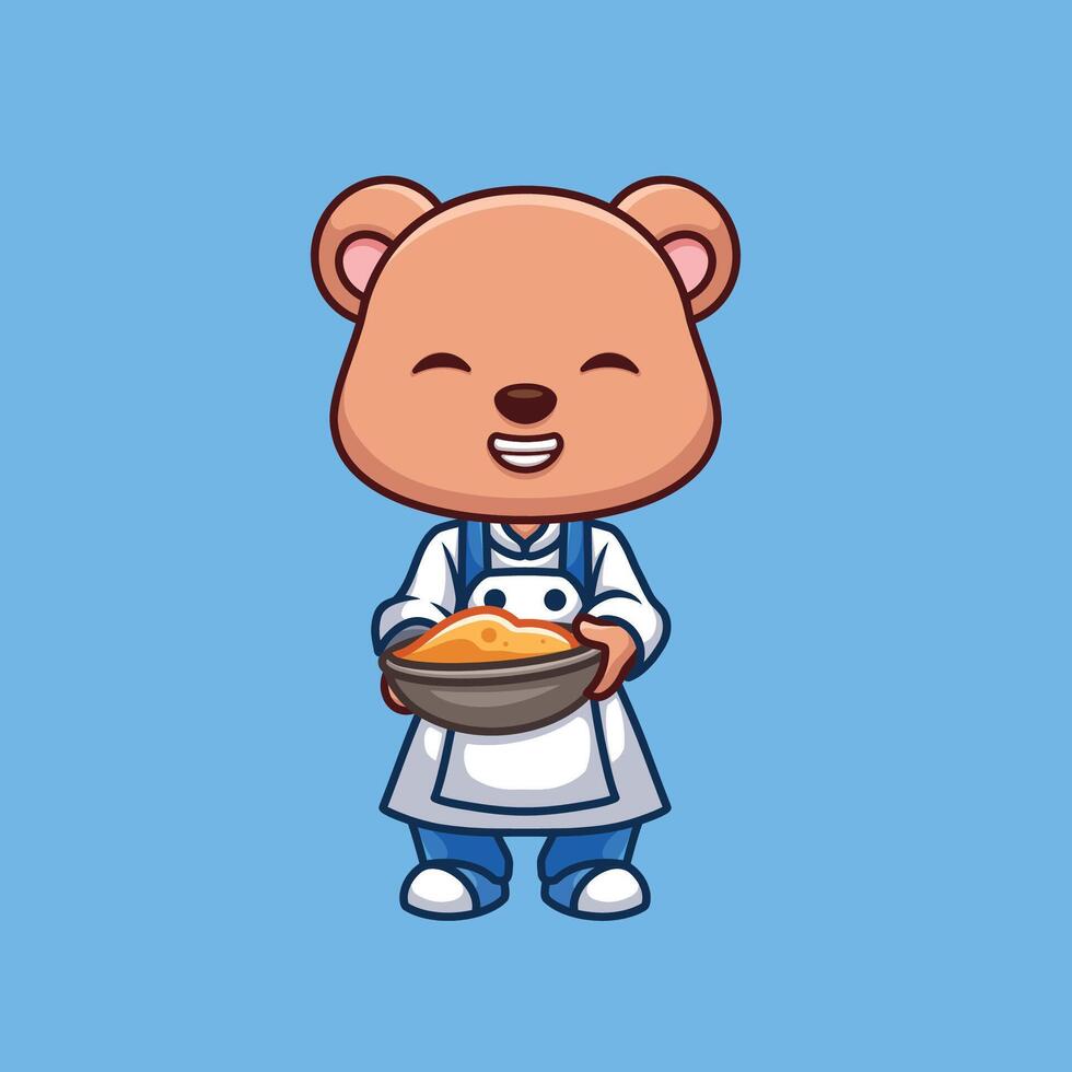 cocinero oso linda dibujos animados personaje vector