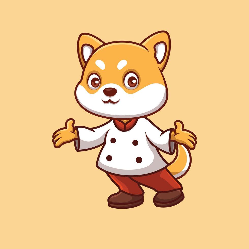 Chef Shiba Inu Cute Cartoon vector