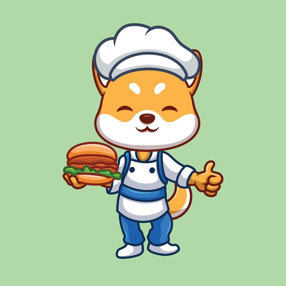 Chef Shiba Inu Cute Cartoon vector