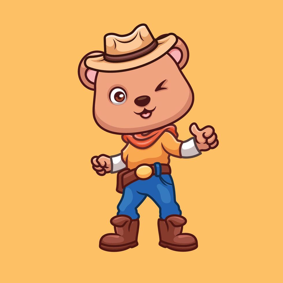 vaquero oso linda dibujos animados vector